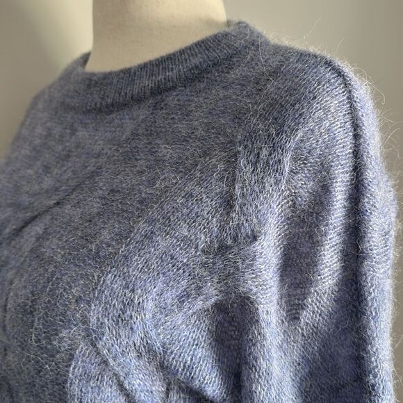 Vineyard Vines Blue Cable Knit Sweater XS Alpaca Merino Wool Blend Oversized Fit - Picture 6 of 11